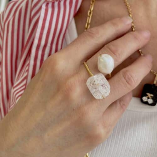 Bague Ring CRYSTAL and Pearl by SANDE PARIS