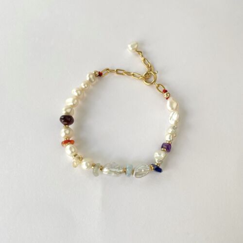 Bracelet perles Freshwater pearls LEDA 7 CHAKRAS by SANDE PARIS bijoux jewel