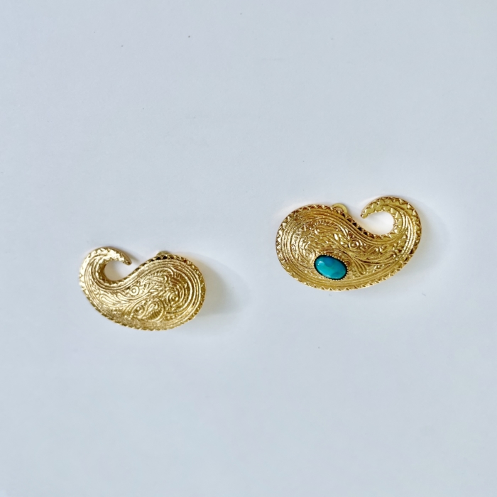 Boucles d'oreilles clips DARIA motif Cachemire-Paisley by SANDE PARIS Bijoux