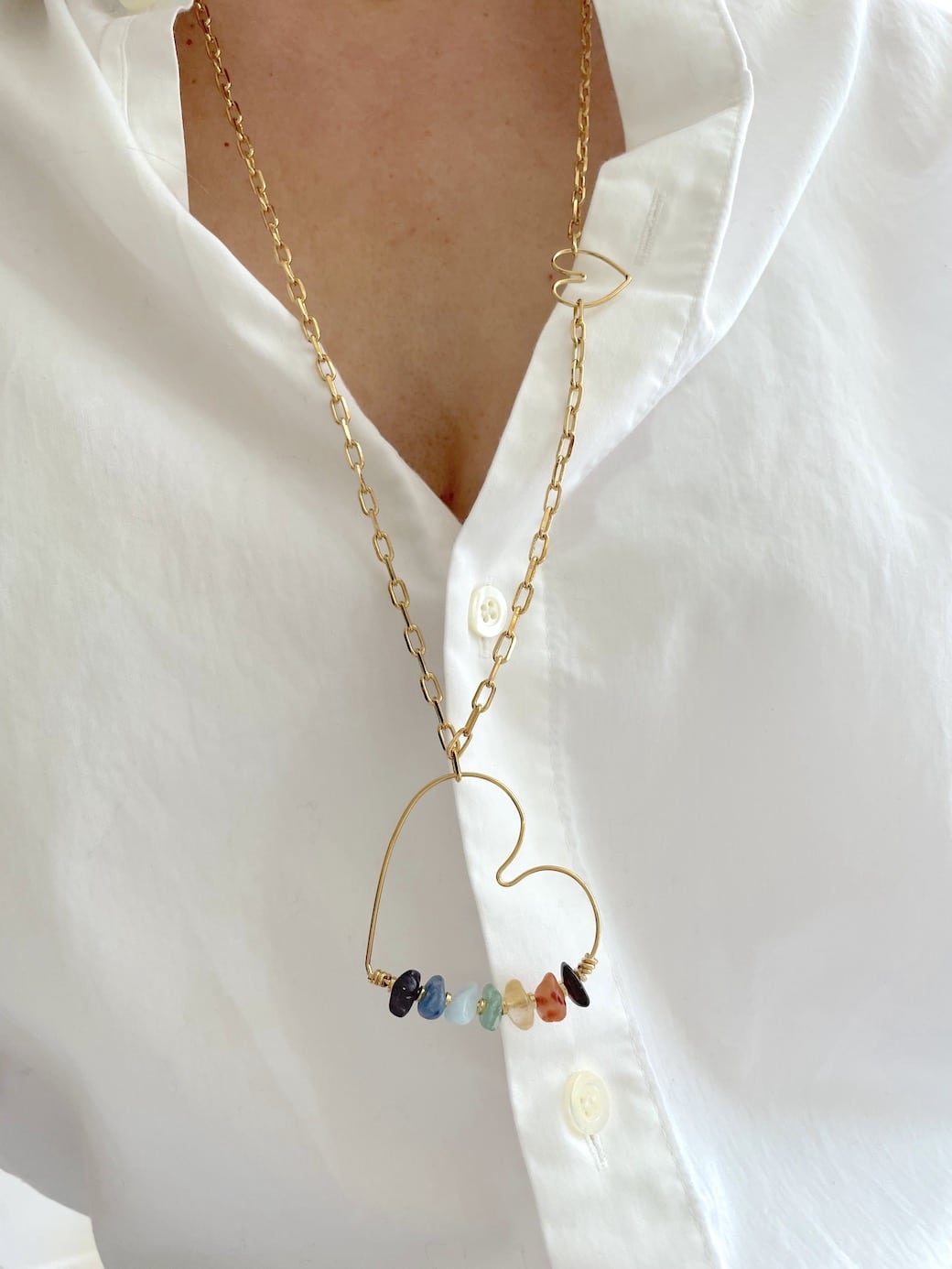 Long necklace Sautoir COEUR 7 CHAKRAS by sande paris Jewelry
