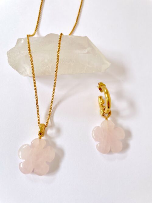 Pink Lucky charm's - pendentif quartz rose