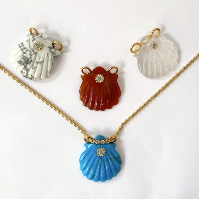 collier NAYA PRECIOUS shell coquillage cornaline carnelian by Sande Paris Bijoux jewelery