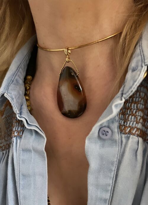 AGATE natural unique piece SANDE PARIS jewellery bijoux