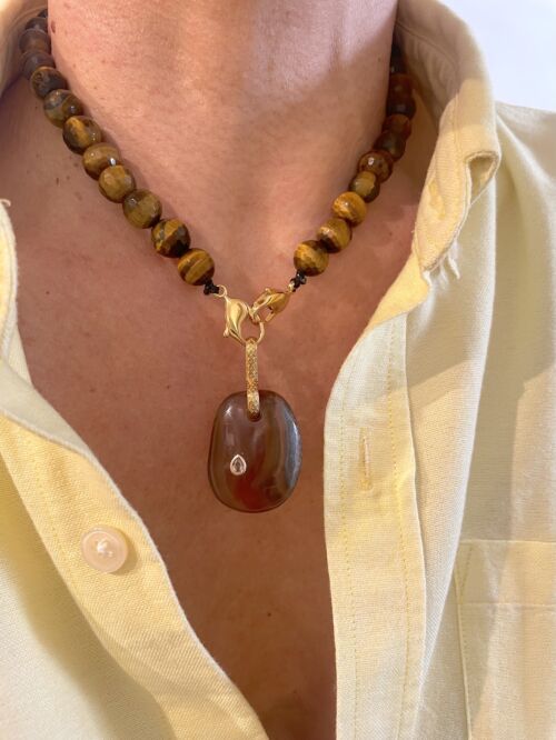 Agate Brown Pendant pendentif by Sande Paris
