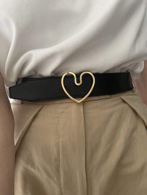 Ceinture belt HEART COEUR cuir vachette by Sande Paris. bijou