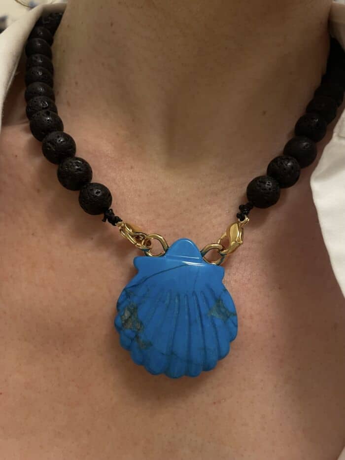 Collier Naya Turquenite Perle de Lave by Sande Paris jewelry
