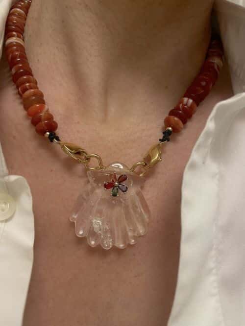 Collier NAYA Cristal et Agate fire by Sande Paris