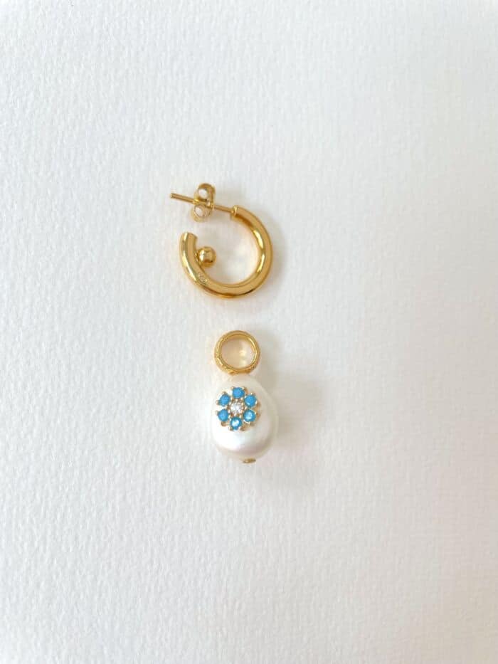 Mono créole pendentif perle by SANDE PARIS Jewelry Bijoux.