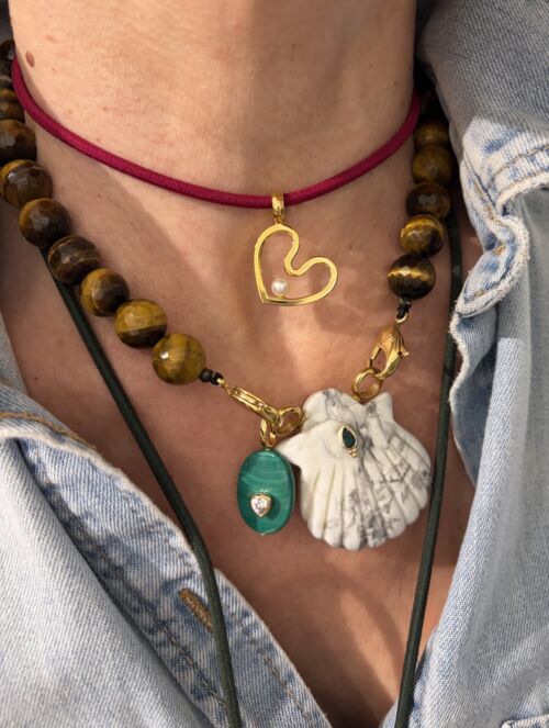 Pendentif XS COEUR amoureux perle Pendant Heart in lmove XS size by Sande Paris bijoux jewelry