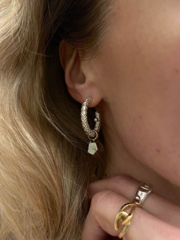 Créoles Hoops earrings Pineapple in Sterling Silver Argent by SANDE PARIS bijou