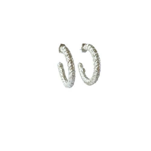 Créoles Hoops earrings Pineapple in Sterling Silver Argent by SANDE PARIS jewelry