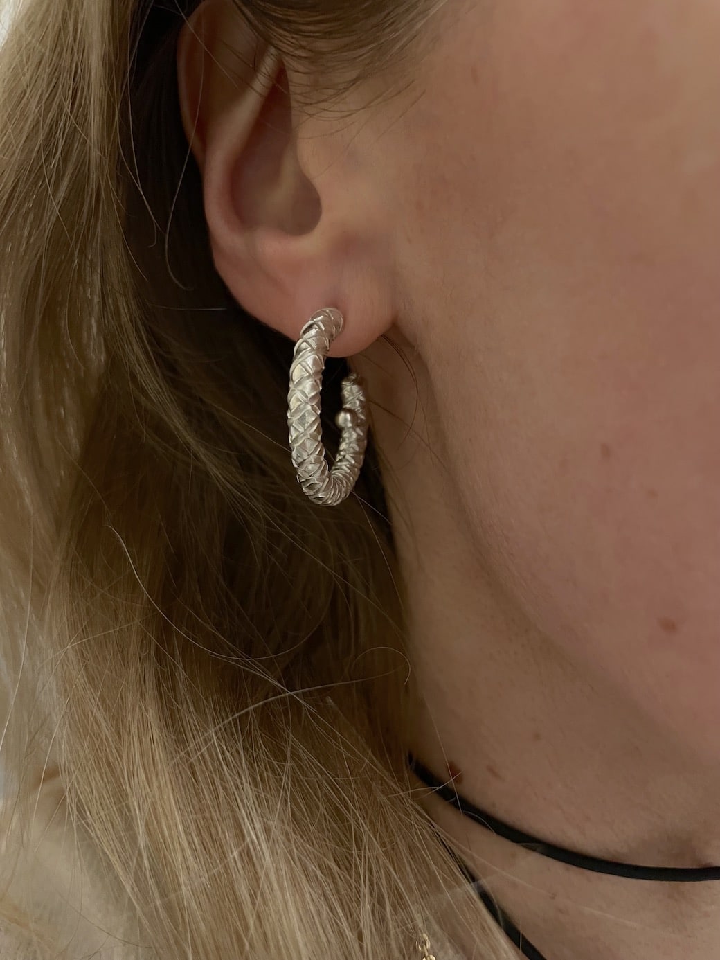 Créoles Hoops earrings Pineapple in Sterling Silver Argent by SANDE PARIS bijou