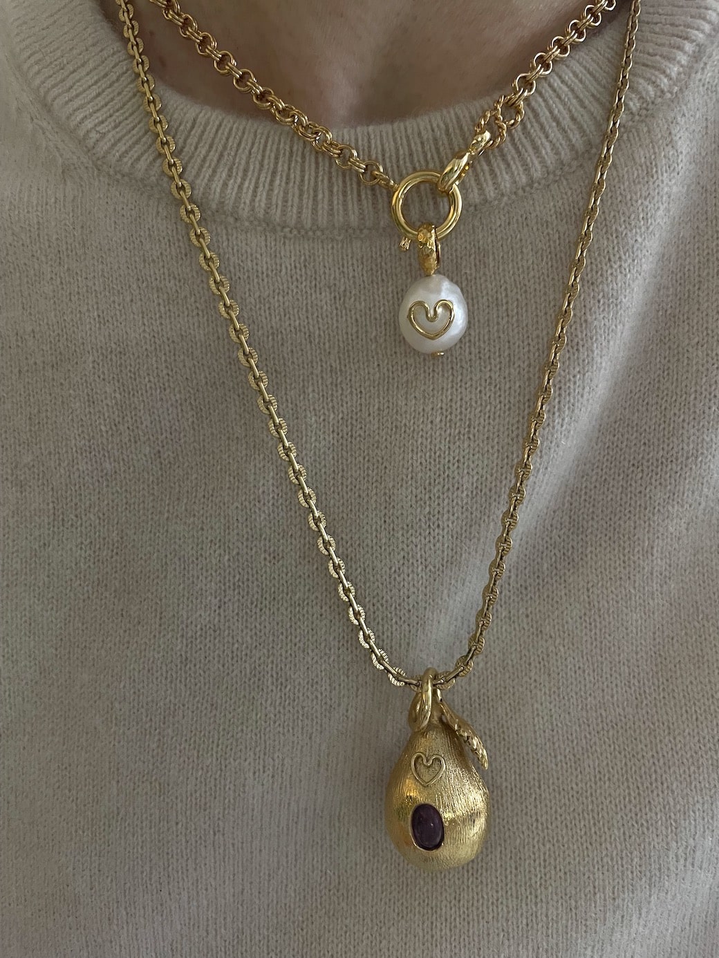 Pendentif perle d'eau douce BABY HEART Pendant freshwater pearl by SANDE PARIS bijoux jewel
