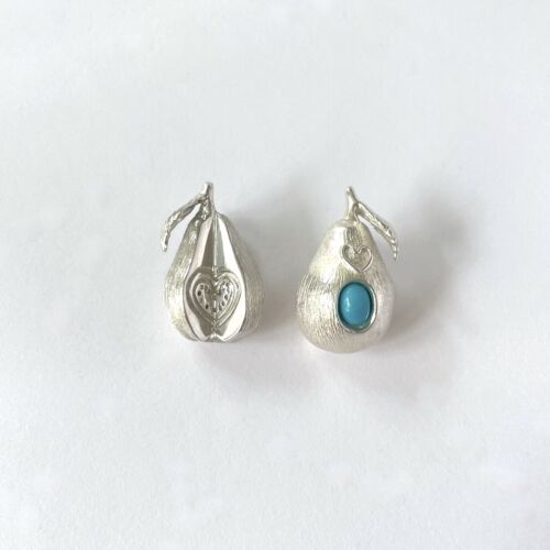 LOUISE Earrings Sterling Silver en argent 925 asymetric Love's Pear by SANDE PARIS Jewelry bijoux jewel turquoise 2