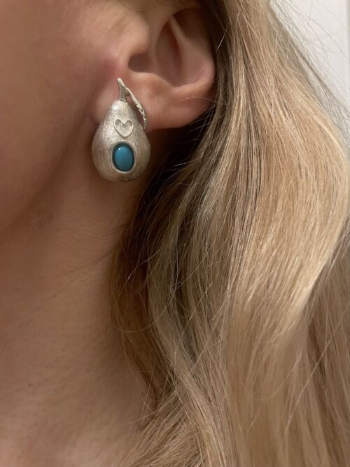 LOUISE Earrings Sterling Silver en argent 925 asymetric Love's Pear by SANDE PARIS Jewelry bijoux jewel turquoise 2