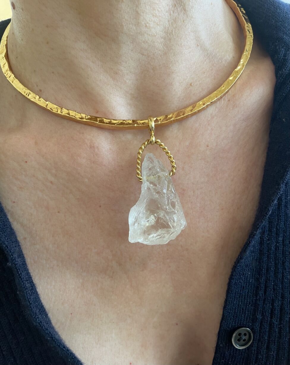 Pendant Rough Crystal pendentif Cristal brut by Sande Paris