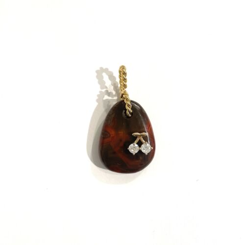 Agate Fire cherry Pendant pendentif by Sande Paris