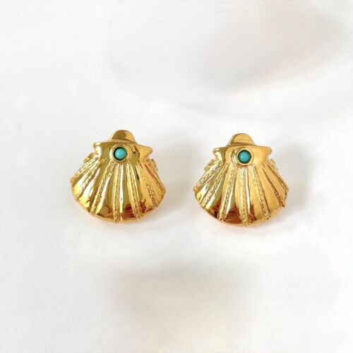 Earrings Boucles d'oreilles MY SECRET SHELL turquoise by SANDE PARIS Bijoux jewelry