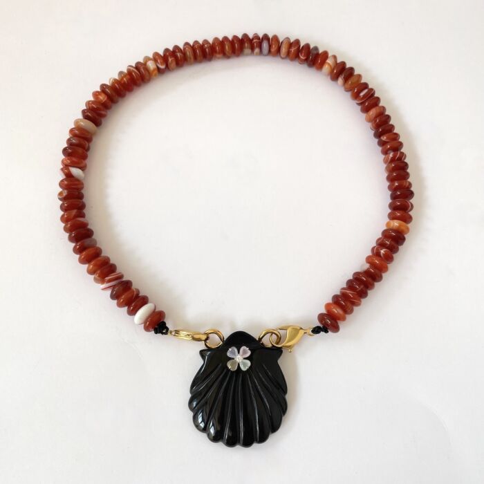 Collier Naya Black & Agate feu Fire Agate Onyx by SANDE PARIS jewel