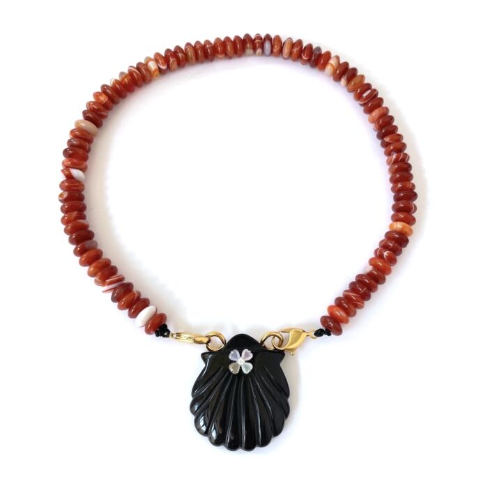 Collier Naya Black & Agate feu Fire Agate Onyx by SANDE PARIS jewel