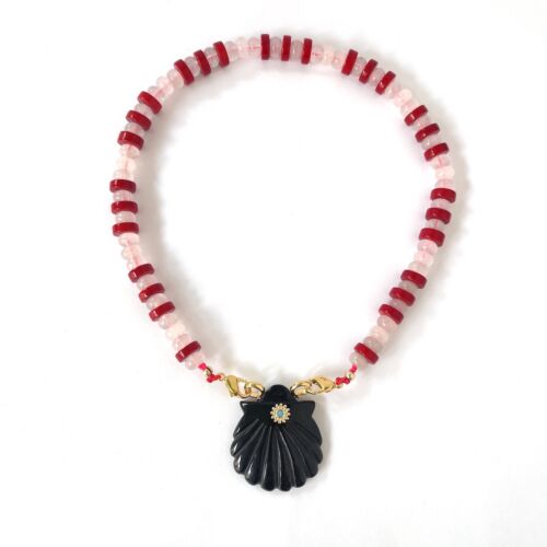 Collier Naya Black Onyx & Dea Bamboo Pink Quartz by SANDE PARIS jewellery