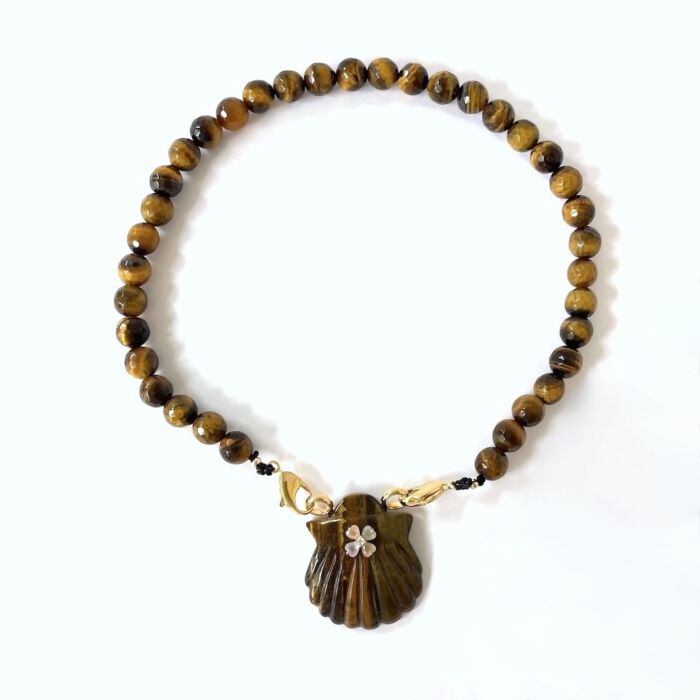 Collier Necklace shell NAYA tiger eye oeil de tigre by SANDE PARIS jewellery bijou