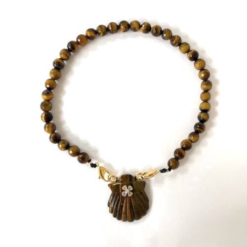 Collier Necklace shell NAYA tiger eye oeil de tigre by SANDE PARIS jewellery