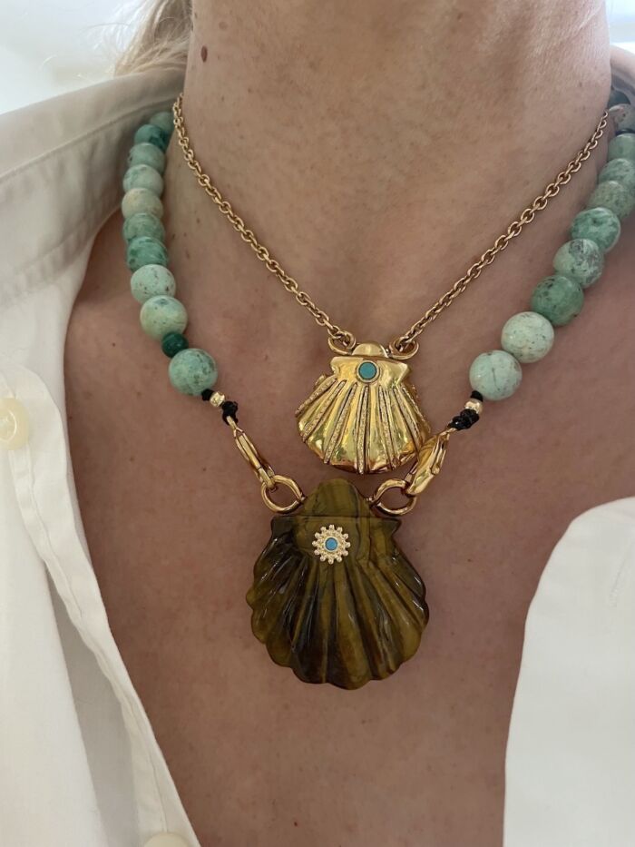 NAYA PRECIOUS Tiger Eye with Turquoise necklace by SANDE PARIS