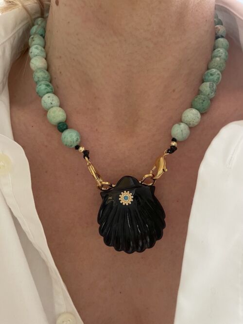 NAYA PRECIOUS collier onyx with Turquoise necklace by SANDE PARIS