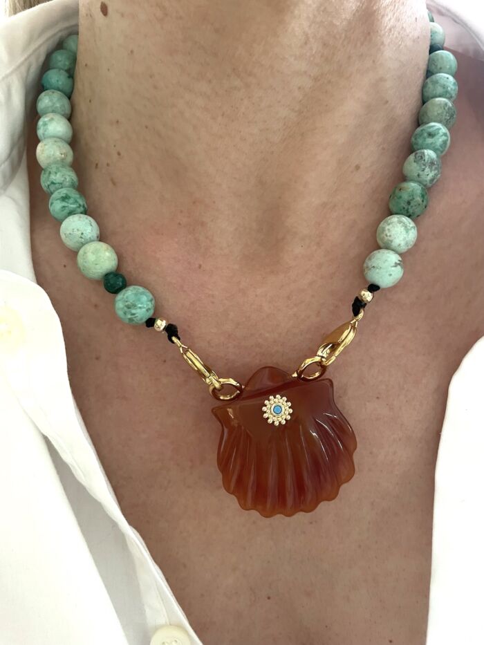 NAYA PRECIOUS Tiger Eye with Turquoise necklace by SANDE PARIS