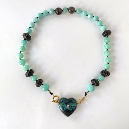 Collier Amazonite Coeur chrysocolle by SANDE PARIS