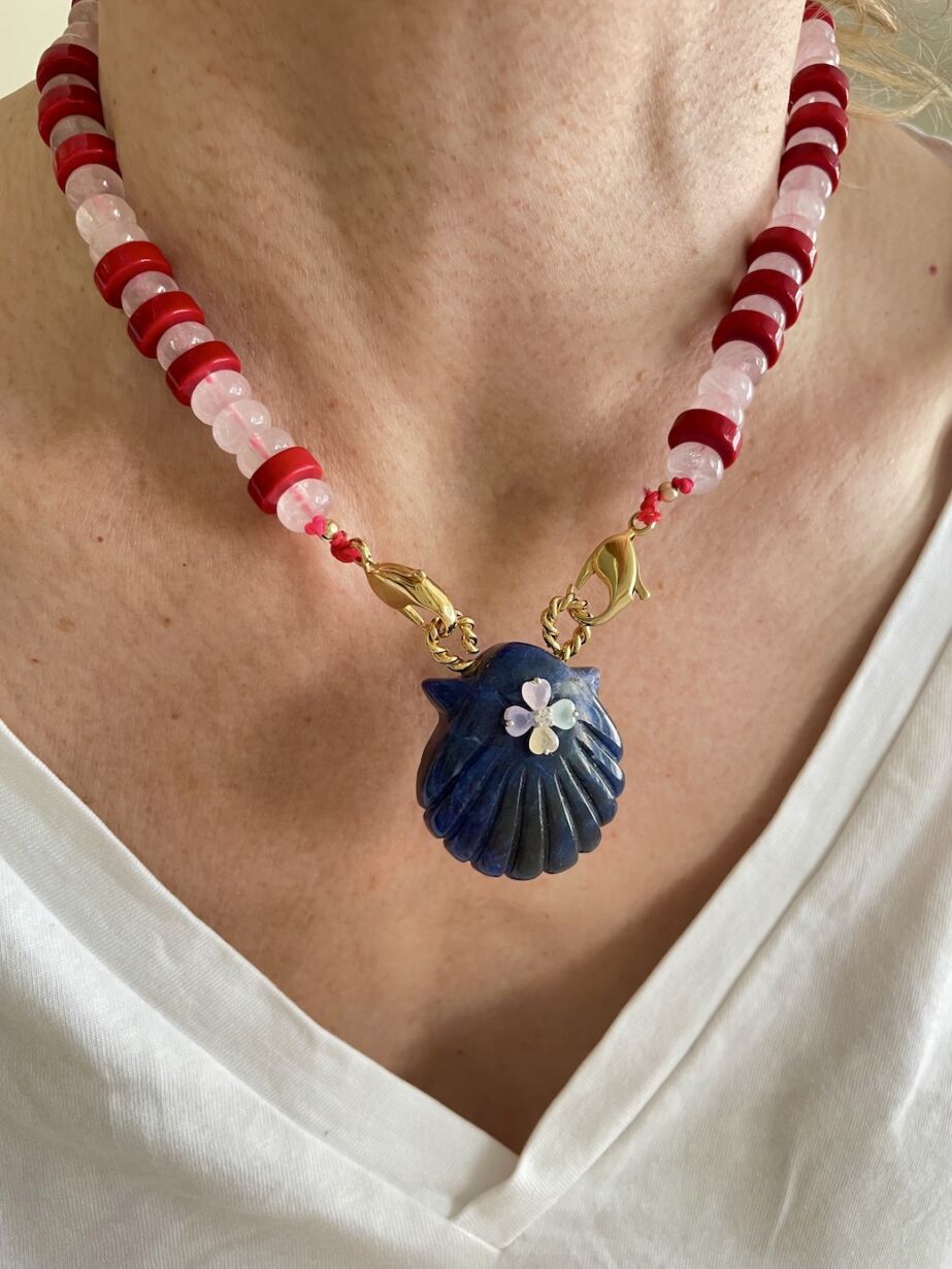 Necklace shell coquillage collier Minorque Fleurs by SANDE PARIS 