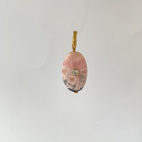 Pendant ROSE pendentif rhodochrosite SANDE PARIS.