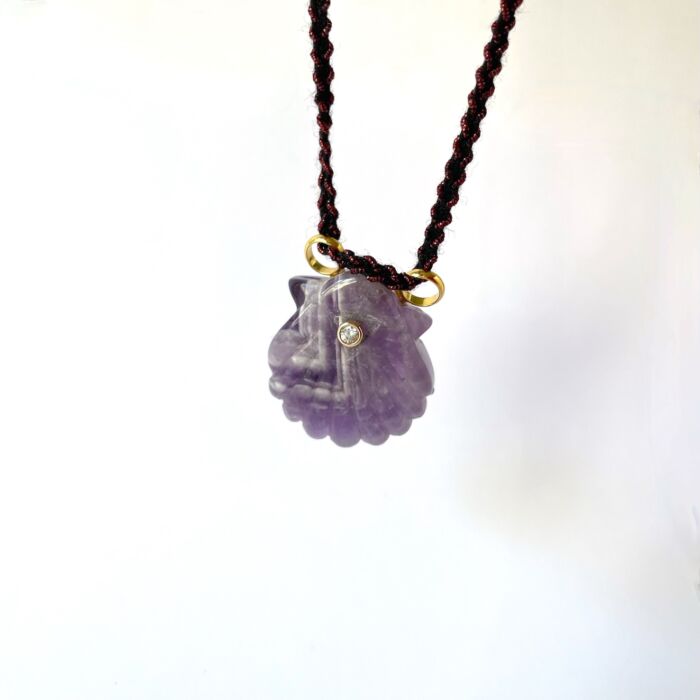 Pendant with string necklace shell MINORQUE Amethyst by SANDE PARIS jewel