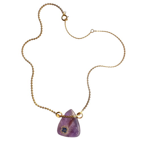 Collier Chaine ROMA necklace Amethyst pendant by SANDE PARIS jewel