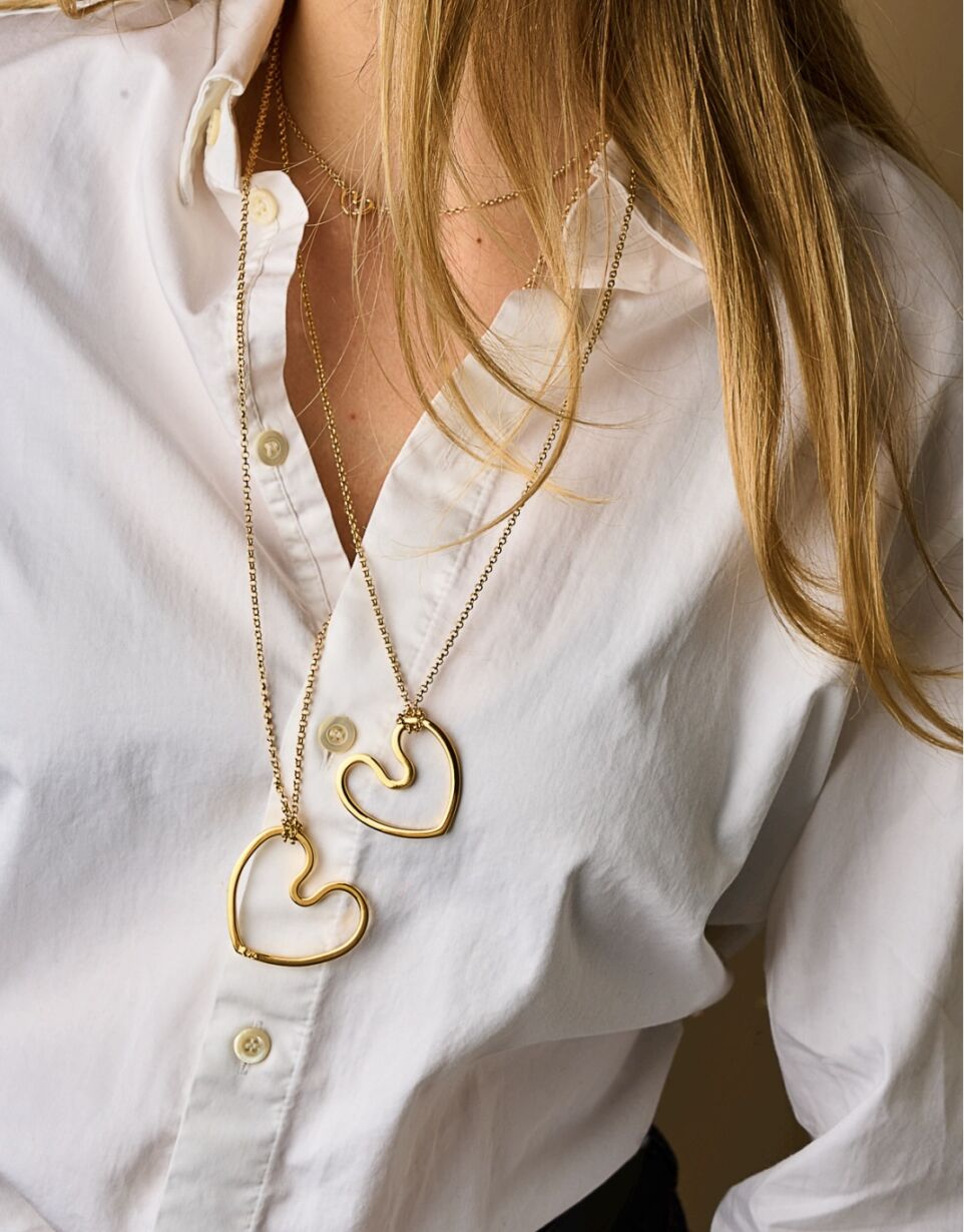 Long Necklace Heart in Love Medium size Sautoir COEUR AMOUREUX sande Paris