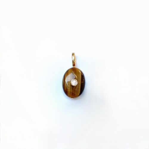 Charms pendentif Nelly stone oeil de tigre Tiger eye SANDE PARIS