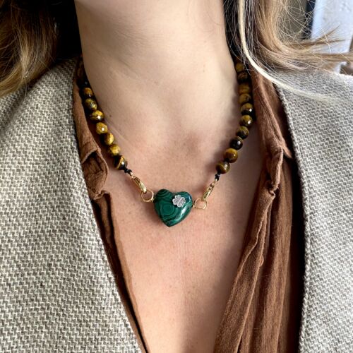 Collier Coeur Malachite