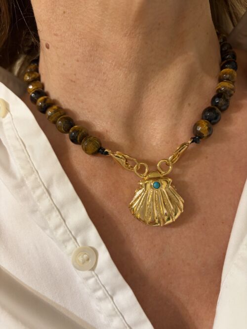 collier necklace Tiger Eye Oeil de Tigre MY SECRET SHELL by Sande Paris