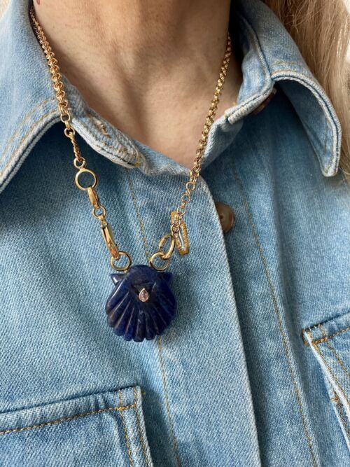 Collier Necklace MINORQUE shell coquillage sodalite by SANDE PARIS