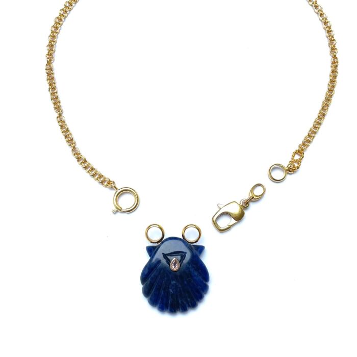 Collier Necklace MINORQUE shell coquillage sodalite by SANDE PARIS.