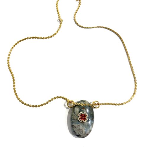 Collier Chaine VENEZIA necklace Agate pendant by SANDE PARIS jewel bijou