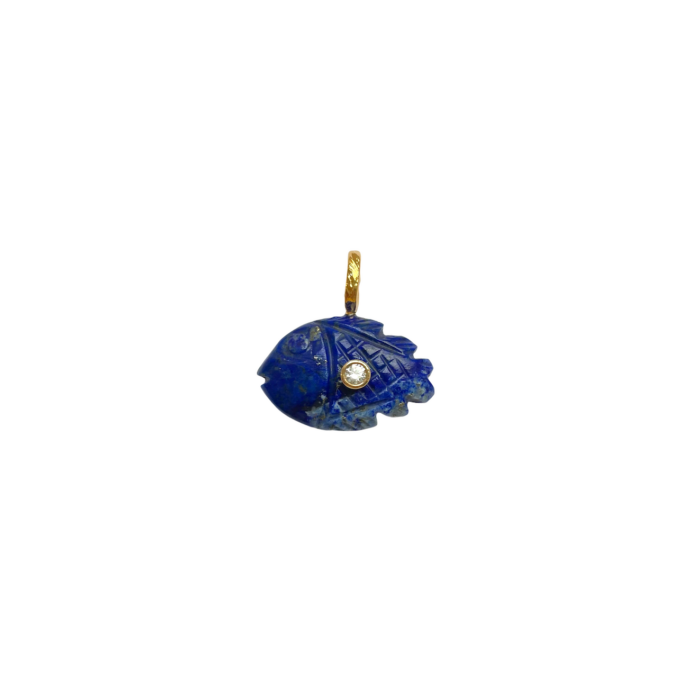 Fish Pendant Lapis Lazuli Pendentif poisson by SANDE PARIS bijoux