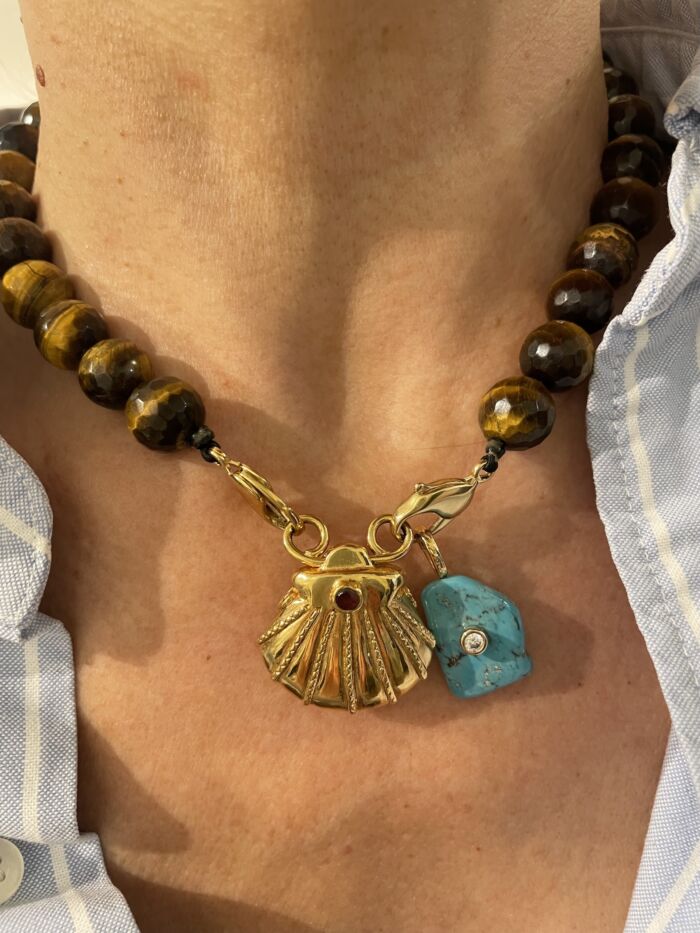 Pendentif Turquoise brute Pendant by SANDE PARIS bijoux