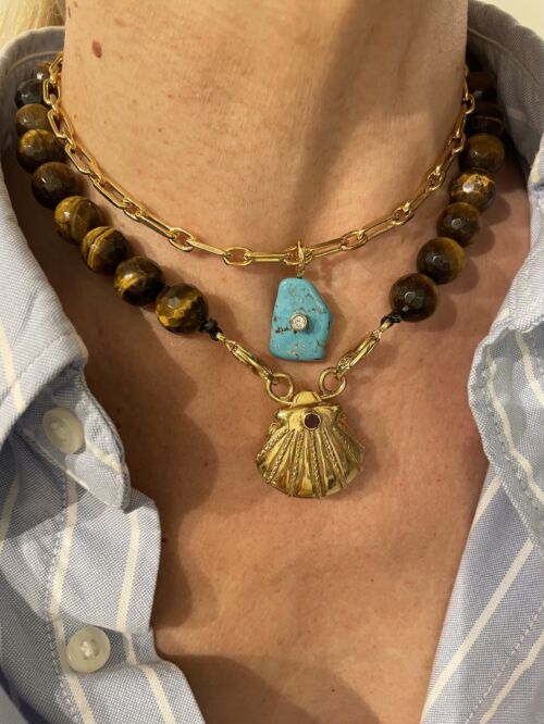 Pendentif Turquoise brute Pendant by SANDE PARIS bijoux
