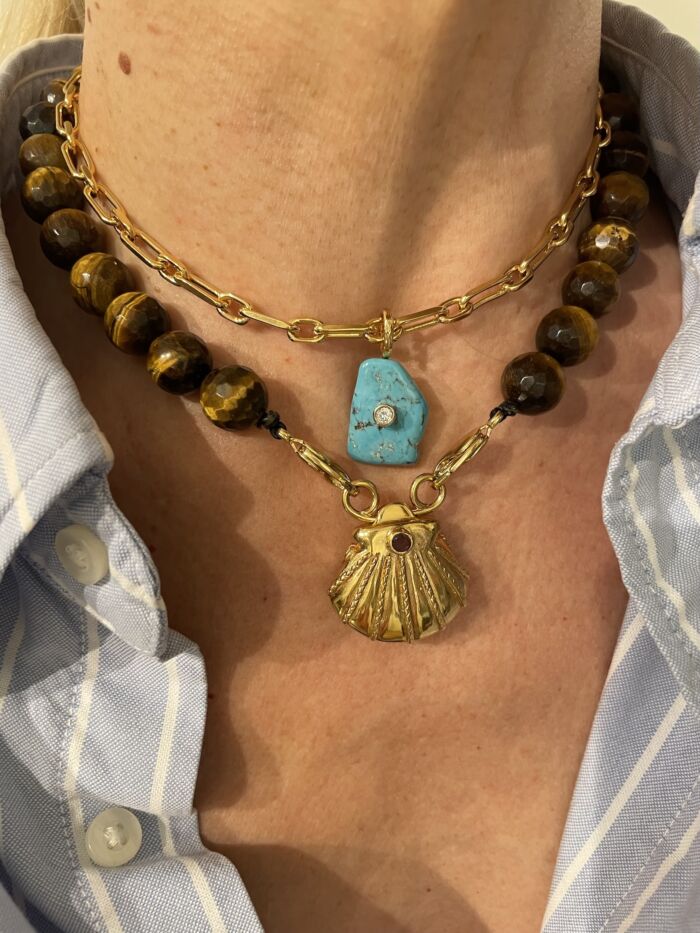 Pendentif Turquoise brute Pendant by SANDE PARIS bijoux