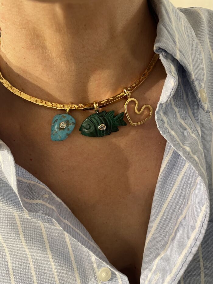 Pendentif Turquoise brute Pendant by SANDE PARIS bijoux
