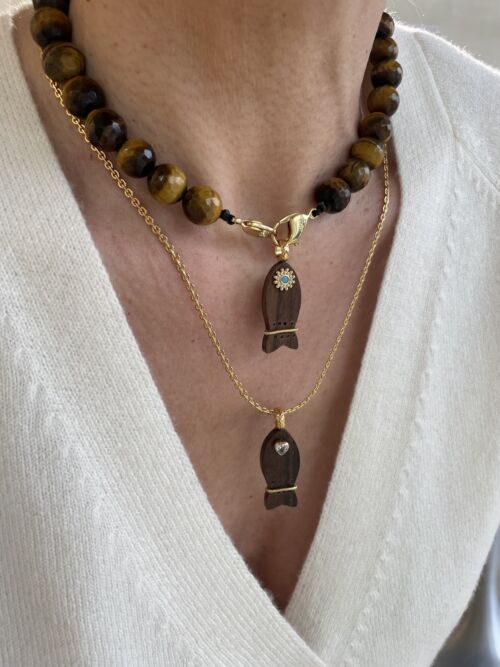 Pendentif EBONY poisson Fish pendant by SANDE PARIS bijoux
