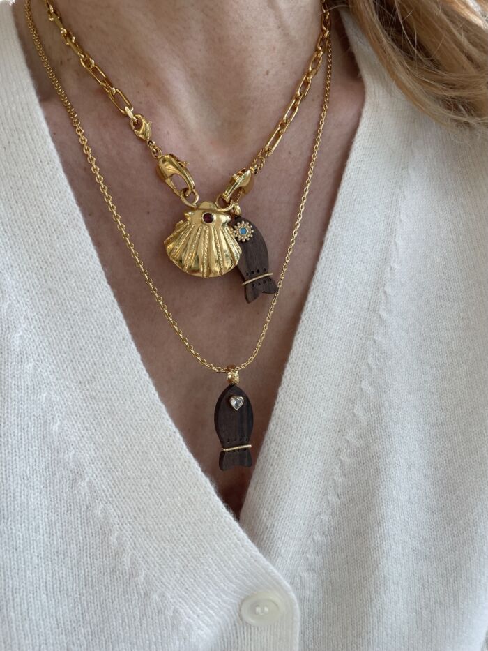 Pendentif EBONY poisson Fish pendant by SANDE PARIS bijoux