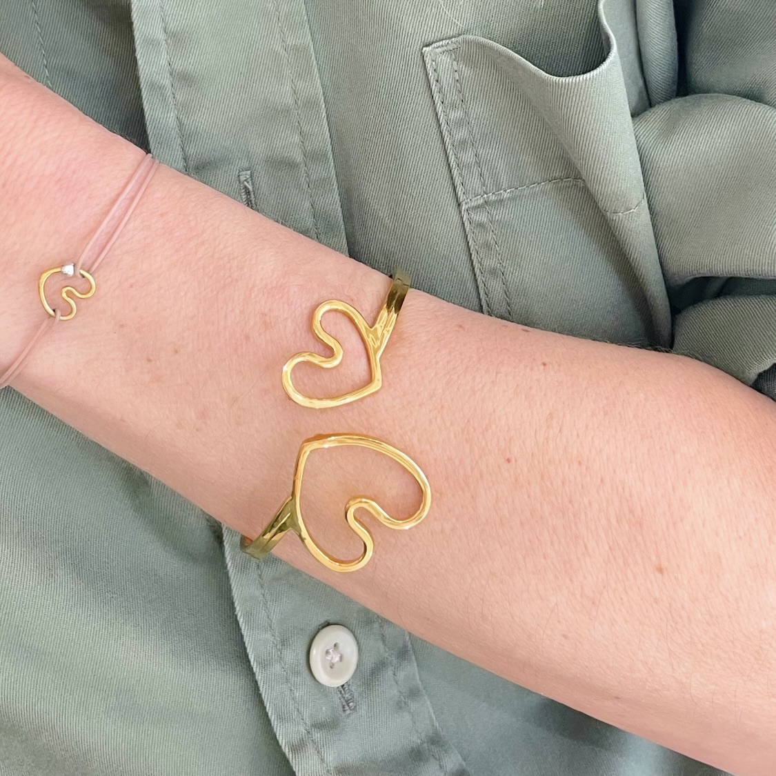 Bangle 2 hearts in Love Jonc 2 coeurs amoureux by SANDE PARIS